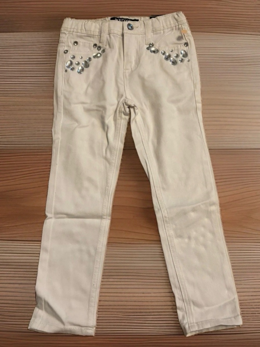 XOXO Girls Rhinestone Accent Jeans - White - Size 5